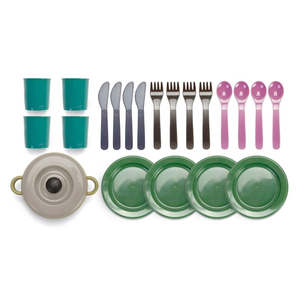 Set repas Green Bean 22 pièces Dantoy vu du dessus