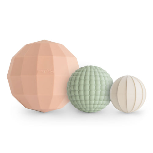 Balles Sensorielles à Empiler en Silicone – Mushie – vue principale